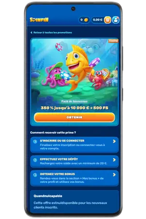 Spinfin Casino choix de bonus