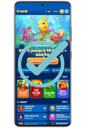 Votre inscription est validée. Profitez maintenant de Spinfin Jeux