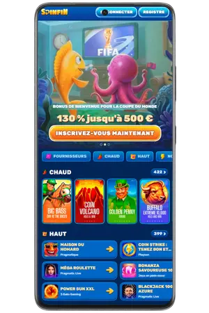 fenêtre d'écran principal Casino Spinfin