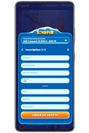 Formulaire d'inscription au Casino Spinfin